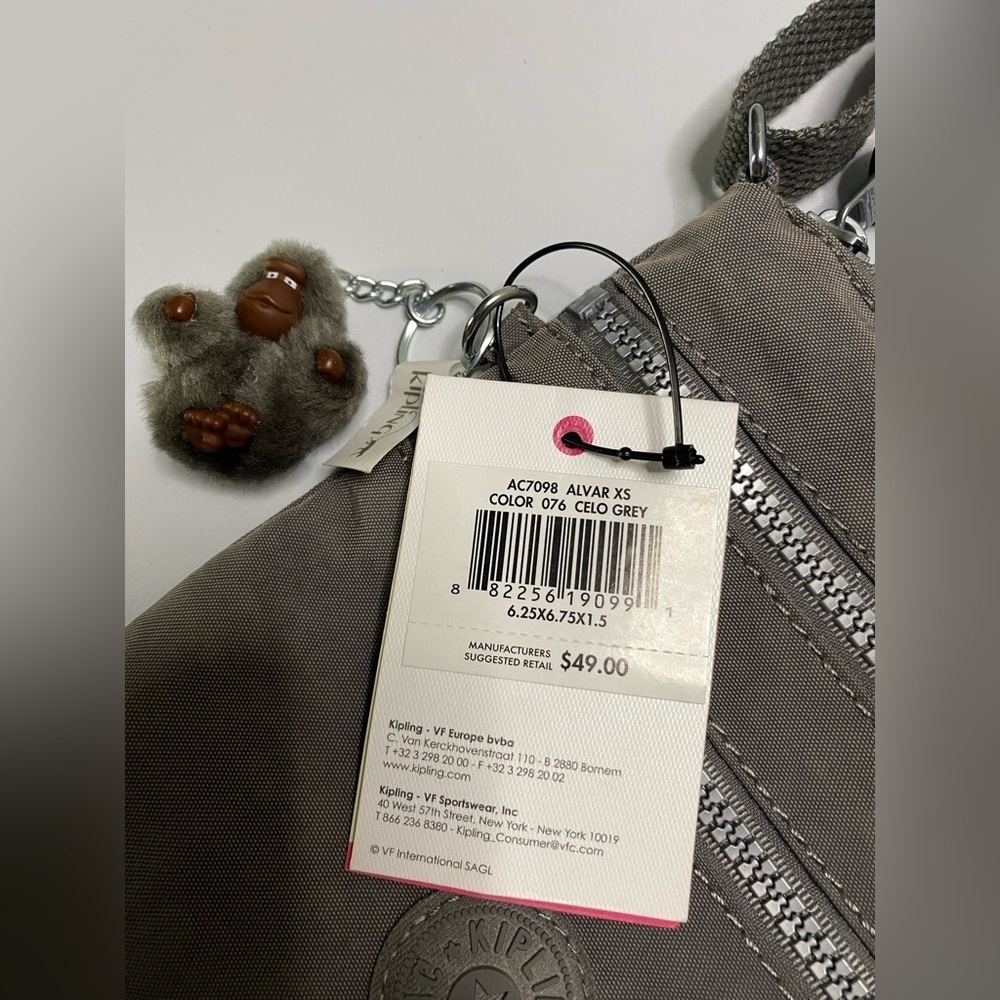 Kipling Alvar NWT small crossbody celo gray concert event essentials travel - Picture 3 of 9
